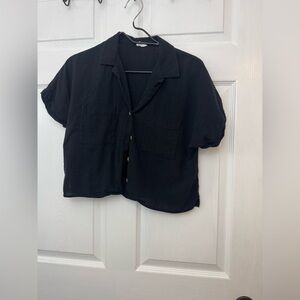 Cotton On Women’s Loose Button Up Short Sleeve Crop Top Size XS